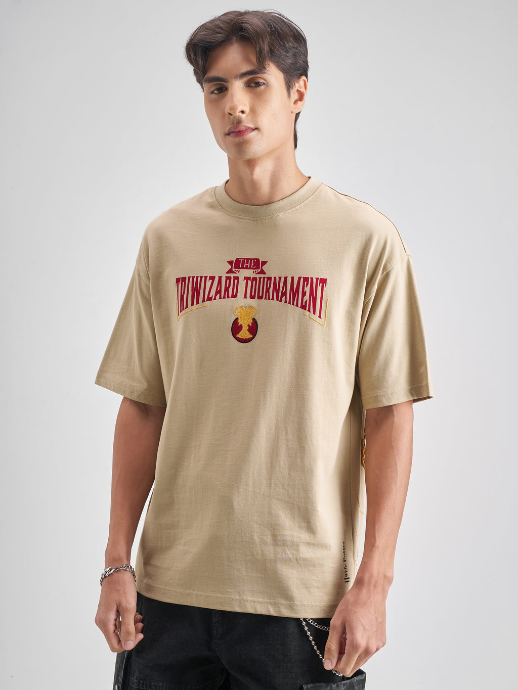 WB By Highlander Men Beige Hungarian Horntail Printed Round Neck T-Shirt - Beige - Image 6