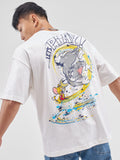 WB By Highlander Men Off White Tom And Jerry Printed Round Neck Oversized Fit T-Shirt - Off White - Image 1