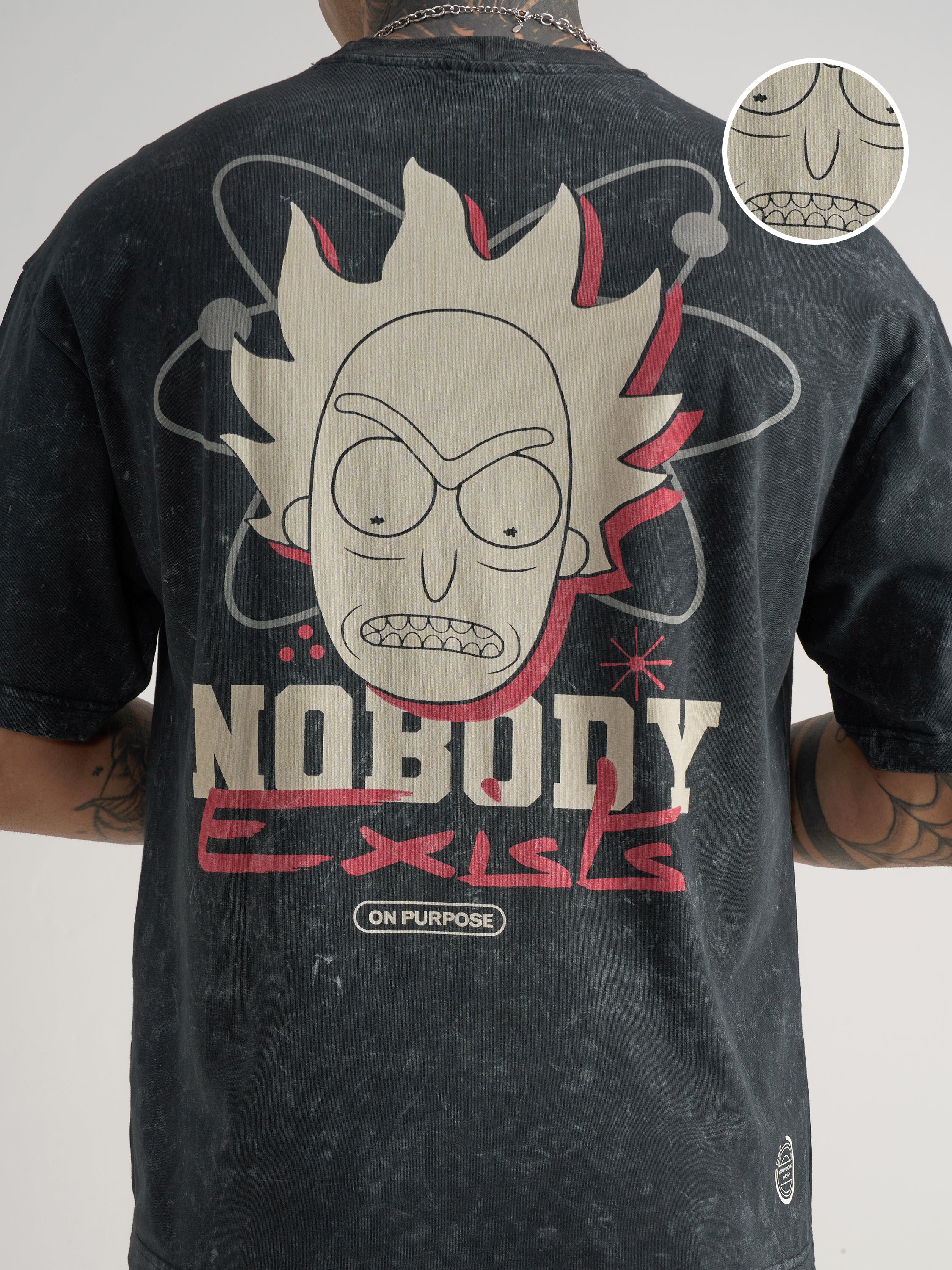 WB By Highlander Men Black Rick And Morty Printed Round Neck Oversized Fit T-Shirt - Black - Image 5