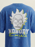Highlander Men Blue Printed Round Neck Oversized Fit T-Shirt - Blue - Image 1