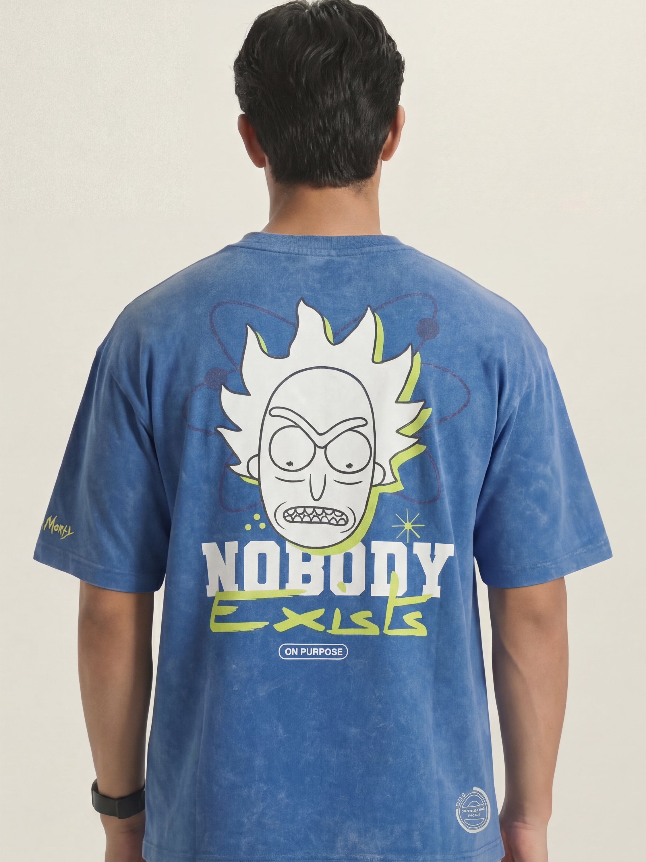 Highlander Men Blue Printed Round Neck Oversized Fit T-Shirt - Blue - Image 3