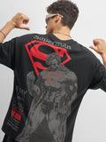 DC By Highlander Men Black Superman Printed Round Neck Oversized Fit T-Shirt - Black - Image 1