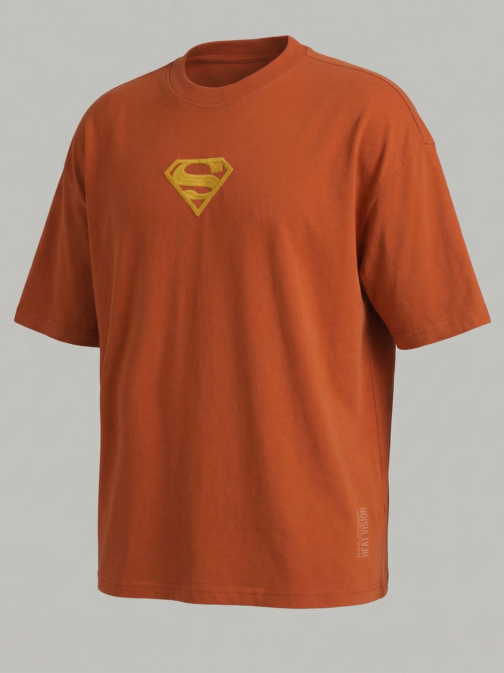 DC By Highlander Men Orange Superman Printed Round Neck Oversized Fit T-Shirt - Orange - Image 7