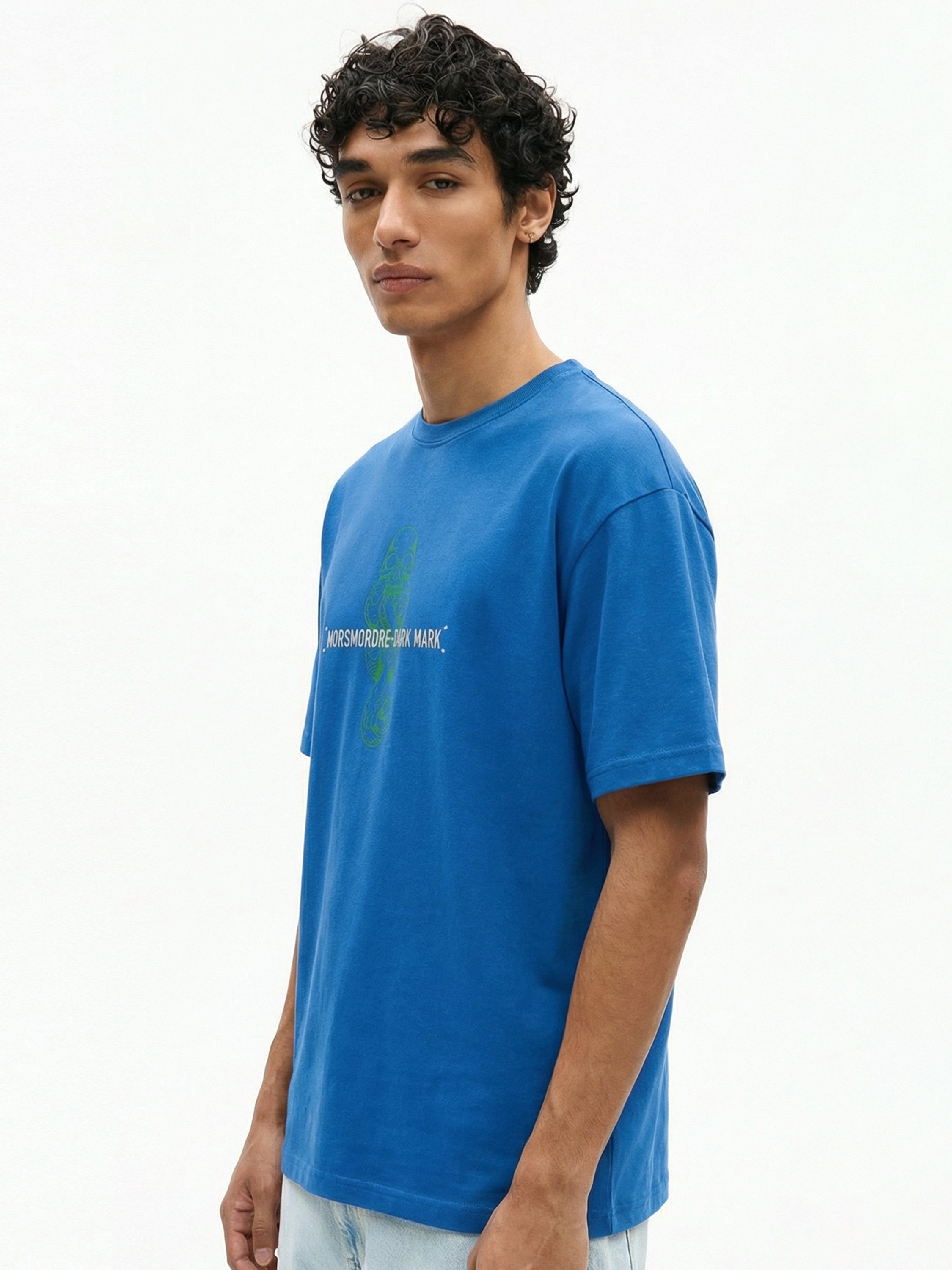 WB By Highlander Men Blue Harry Potter Embroidered Round Neck Oversized Fit T-Shirt - Blue - Image 7