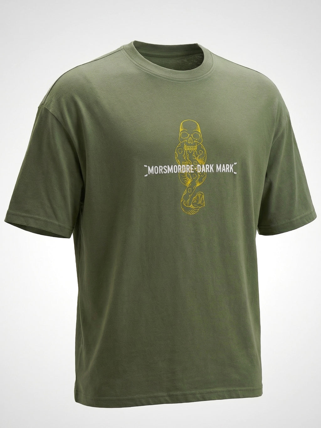 WB By Highlander Men Olive Harry Potter Embroidered Round Neck Oversized Fit T-Shirt - Olive - Image 2