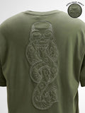 WB By Highlander Men Olive Harry Potter Embroidered Round Neck Oversized Fit T-Shirt - Olive - Image 1
