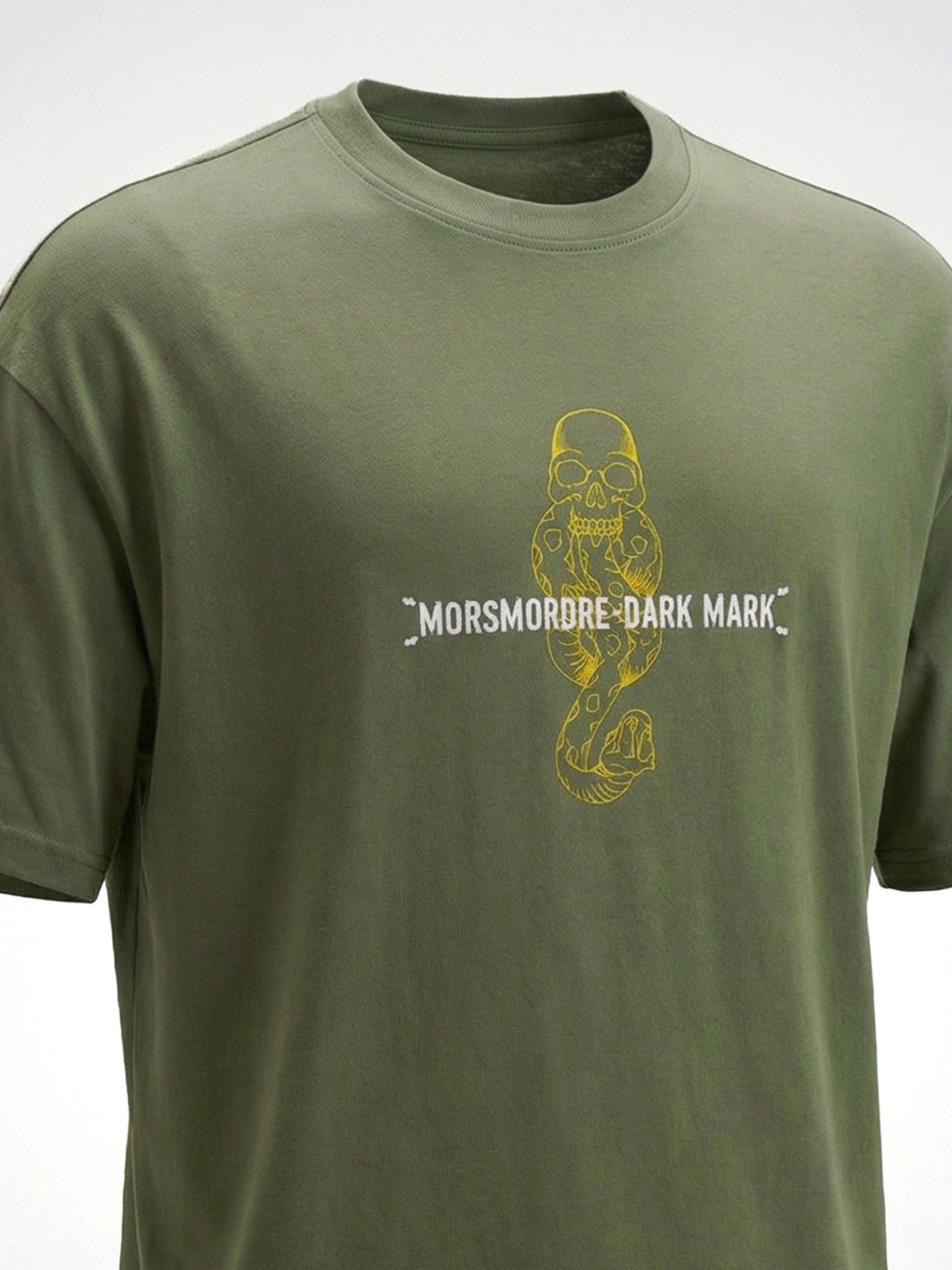 WB By Highlander Men Olive Harry Potter Embroidered Round Neck Oversized Fit T-Shirt - Olive - Image 3