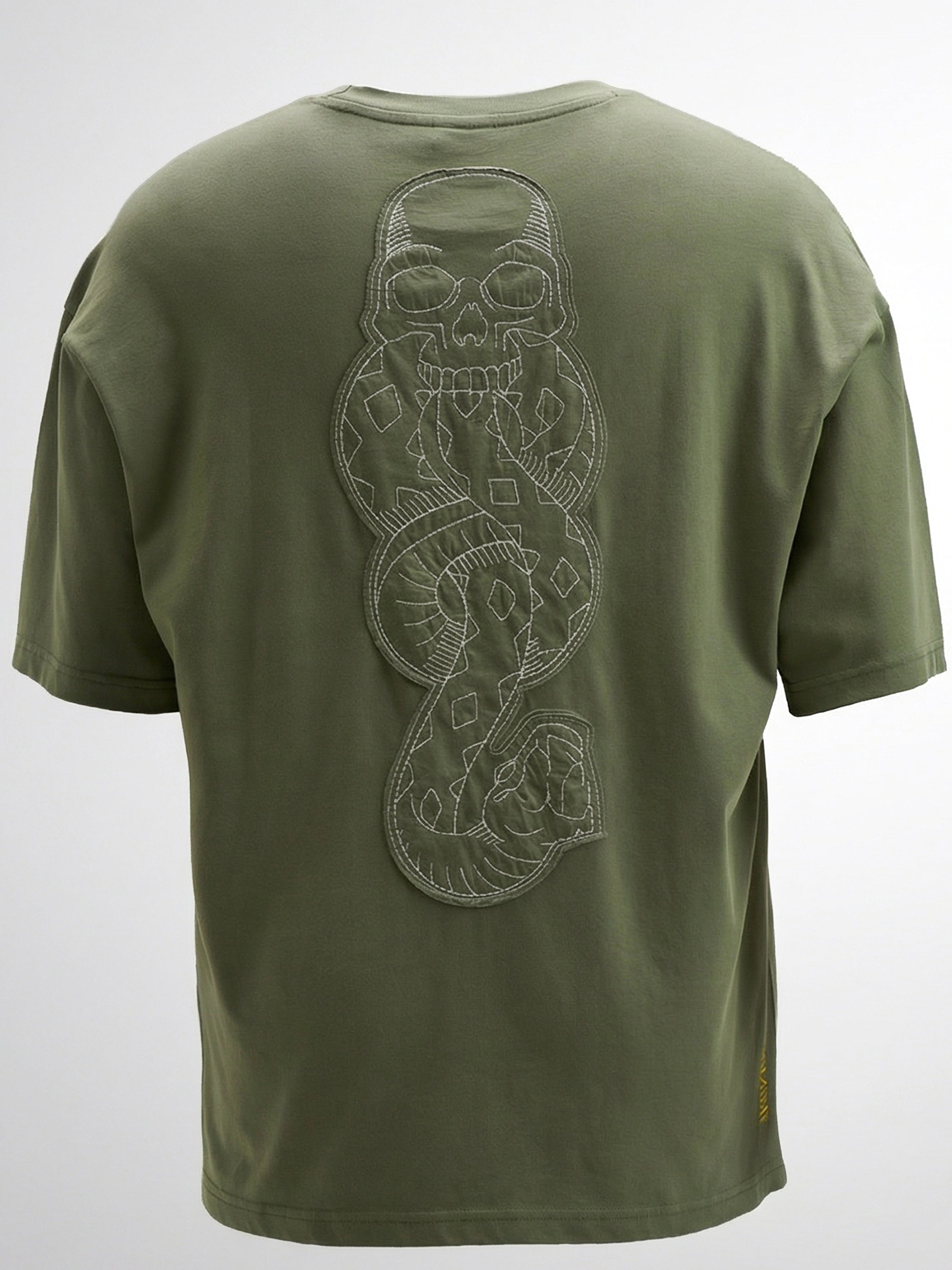 WB By Highlander Men Olive Harry Potter Embroidered Round Neck Oversized Fit T-Shirt - Olive - Image 10