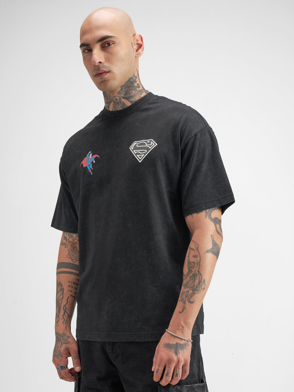 Dc By Highlander Men Black Printed Round Neck Oversized Fit T-Shirt - Black - Image 4