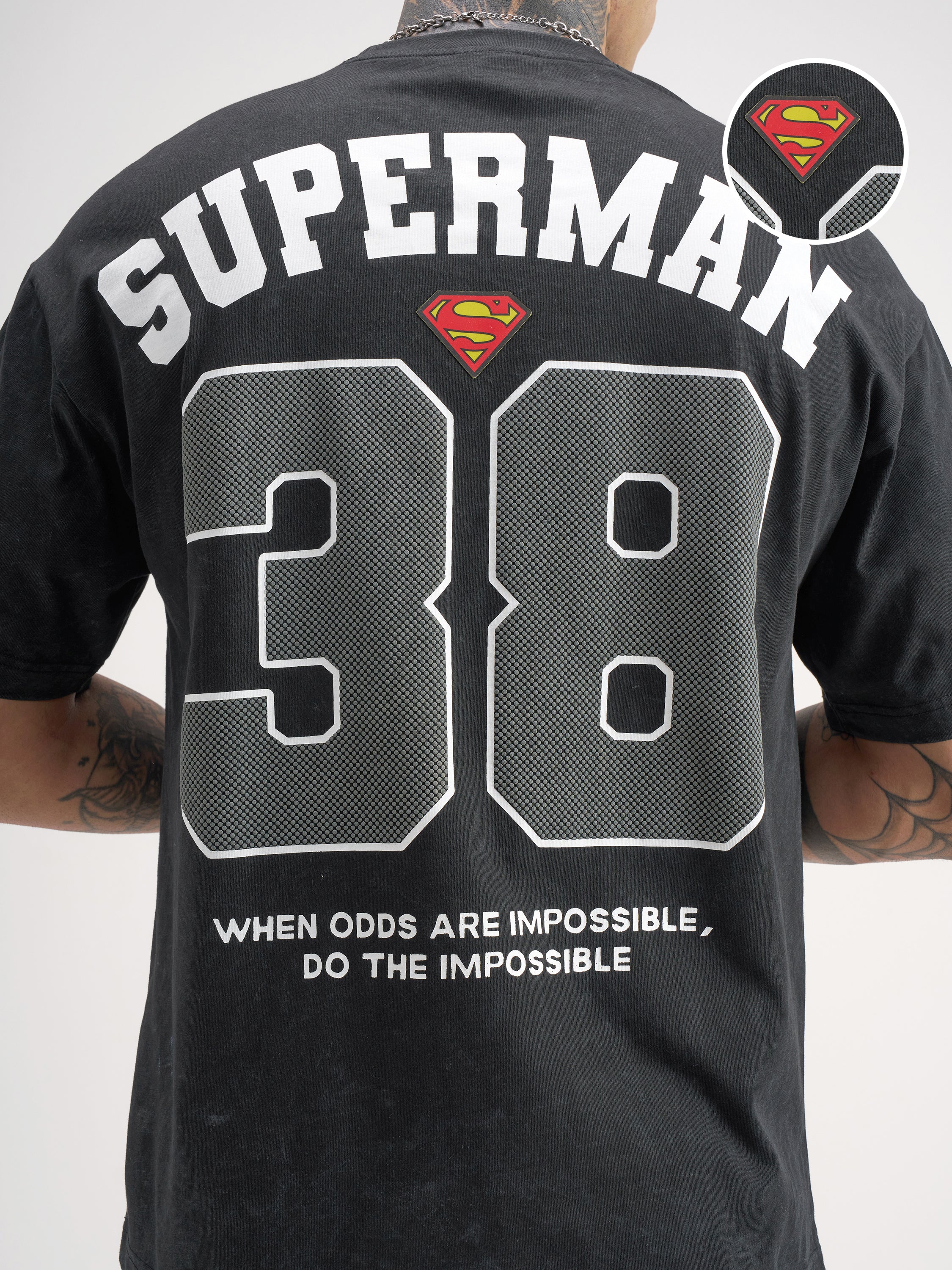 Dc By Highlander Men Black Printed Round Neck Oversized Fit T-Shirt - Black - Image 5