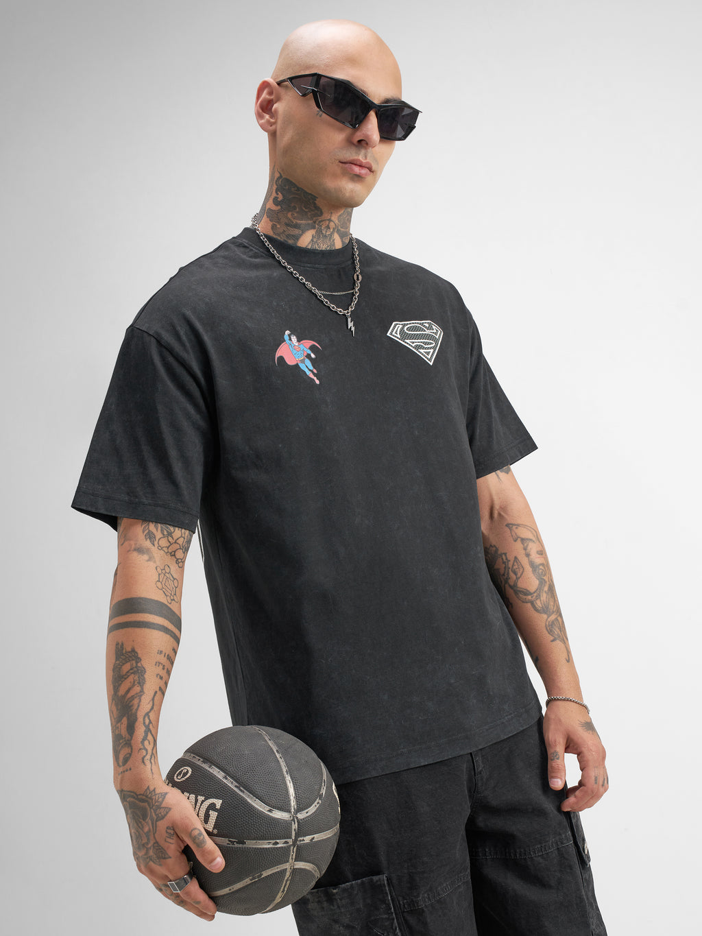 Dc By Highlander Men Black Printed Round Neck Oversized Fit T-Shirt - Black - Image 6