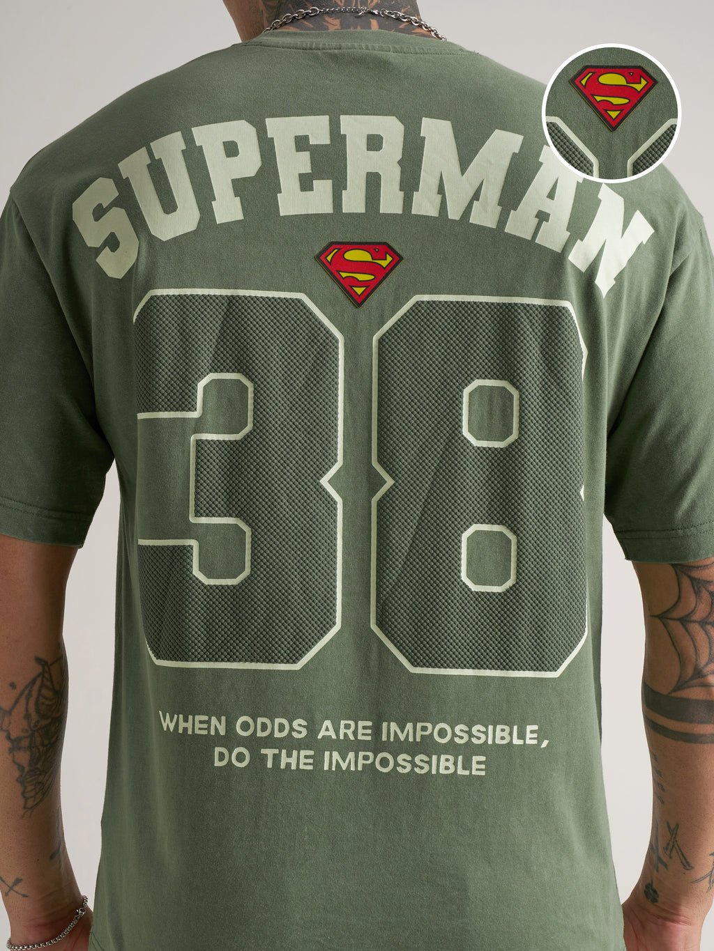 Dc By Highlander Men Olive Printed Round Neck Oversized Fit T-Shirt - Olive - Image 5