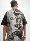 DC By Highlander Men Black Batman Printed Round Neck Oversized Fit T-Shirt