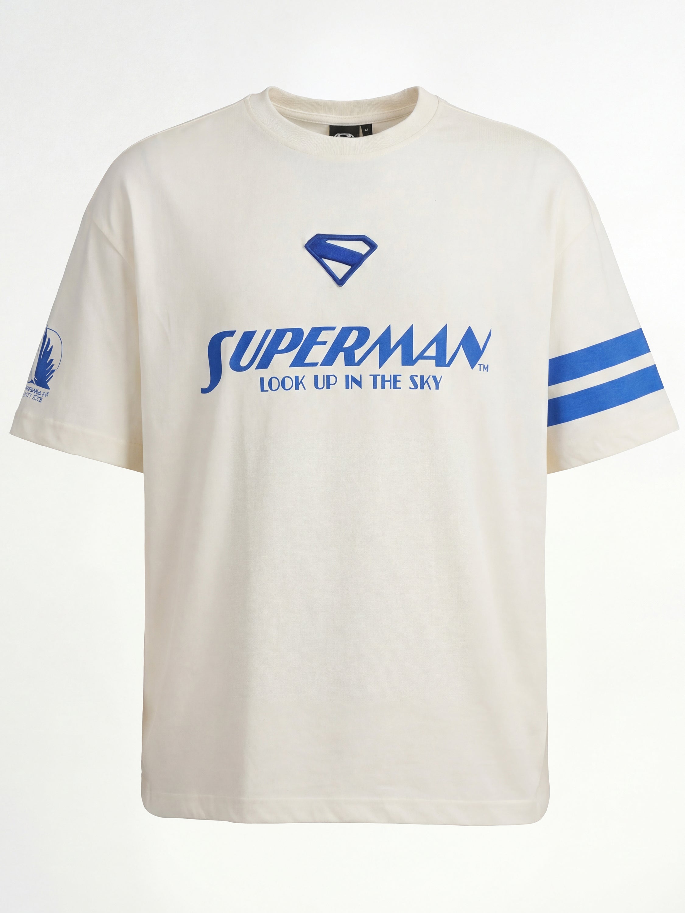 DC By Highlander Men Cream Superman Printed Round Neck Oversized Fit T-Shirt - Cream - Image 2
