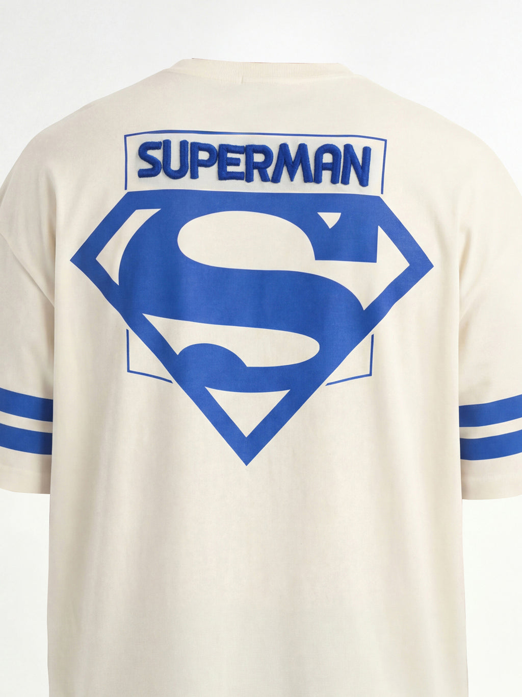 DC By Highlander Men Cream Superman Printed Round Neck Oversized Fit T-Shirt - Cream - Image 1