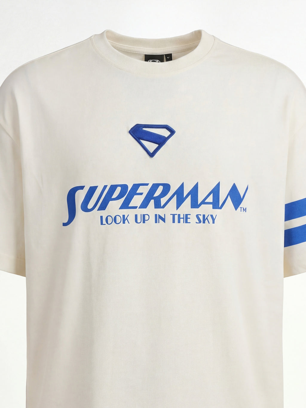 DC By Highlander Men Cream Superman Printed Round Neck Oversized Fit T-Shirt - Cream - Image 3