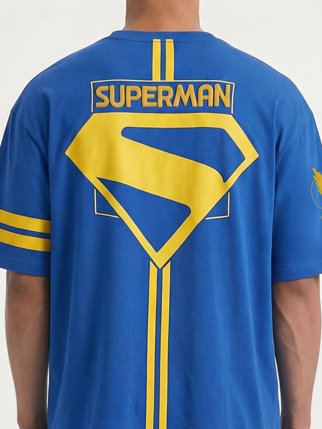 DC By Highlander Men Blue Superman Printed Round Neck Oversized Fit T-Shirt - Blue - Image 7