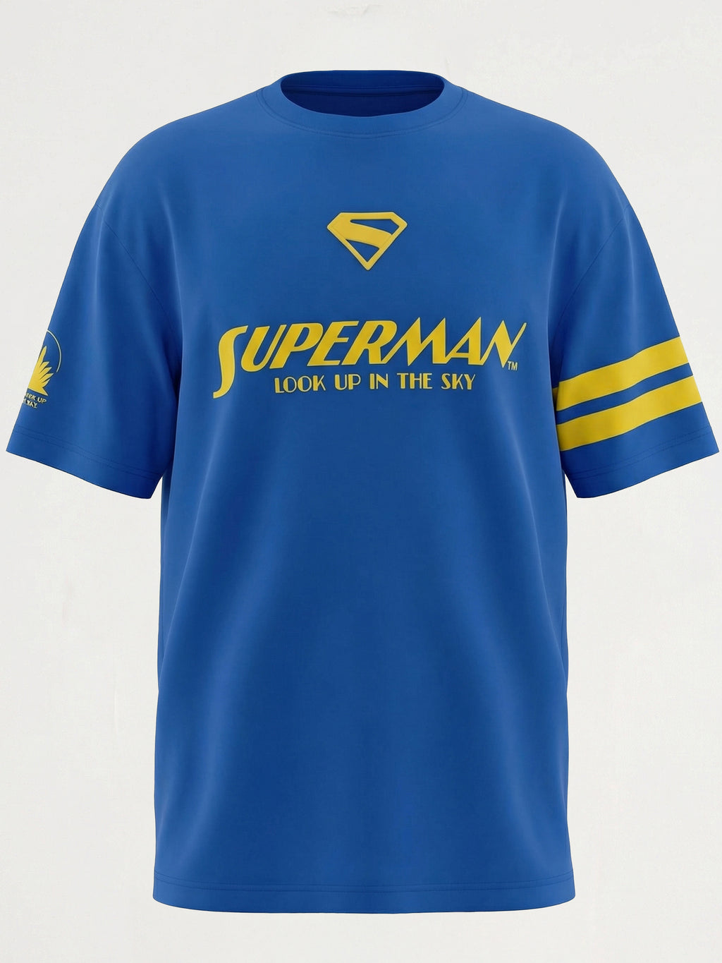 DC By Highlander Men Blue Superman Printed Round Neck Oversized Fit T-Shirt - Blue - Image 9
