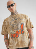 WB By Highlander Men Beige Tom And Jerry Printed Round Neck Oversized Fit T-Shirt - Beige - Image 1