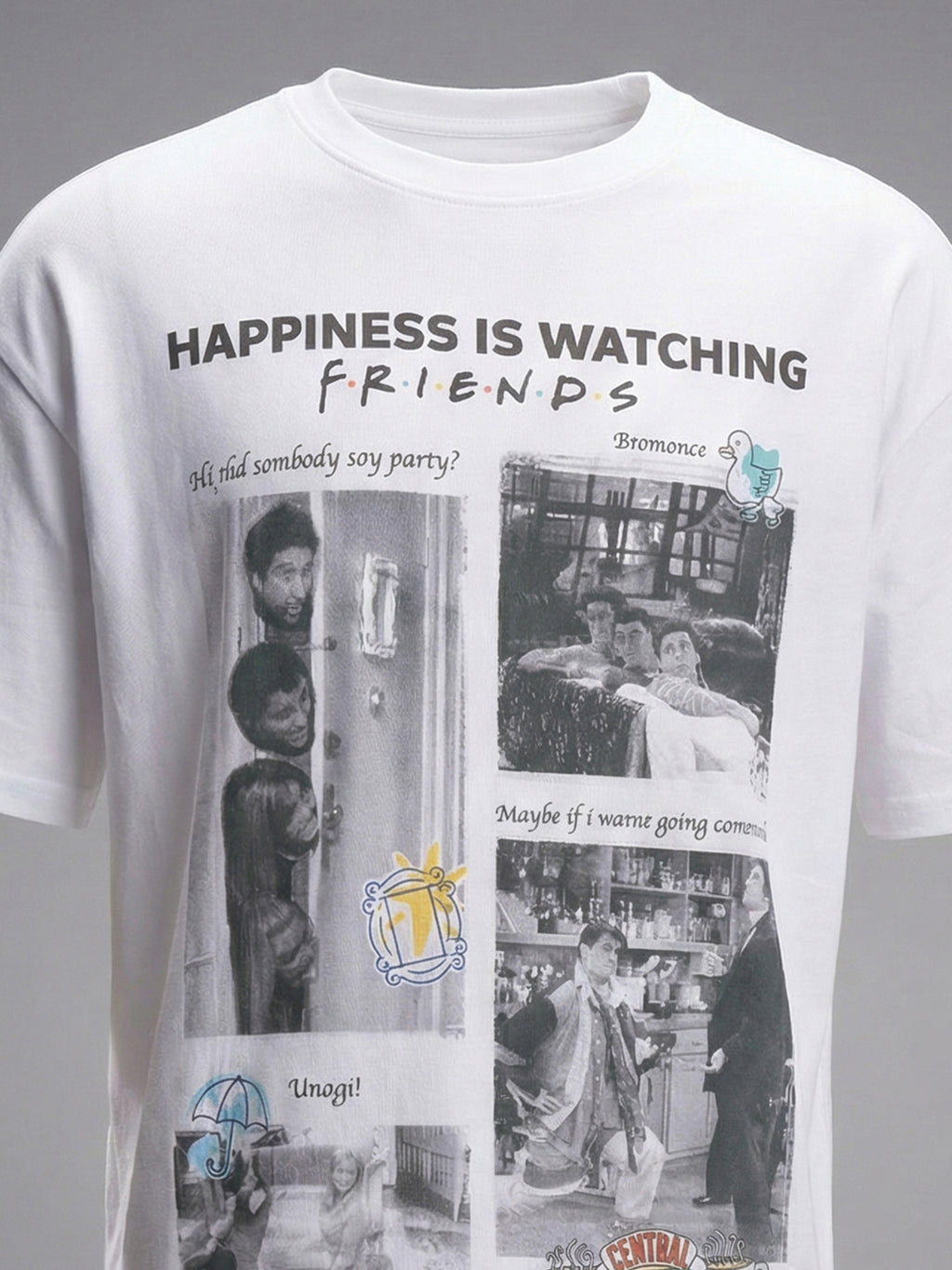 Highlander Men White FRIENDS Printed Round Neck T-Shirt - White - Image 1