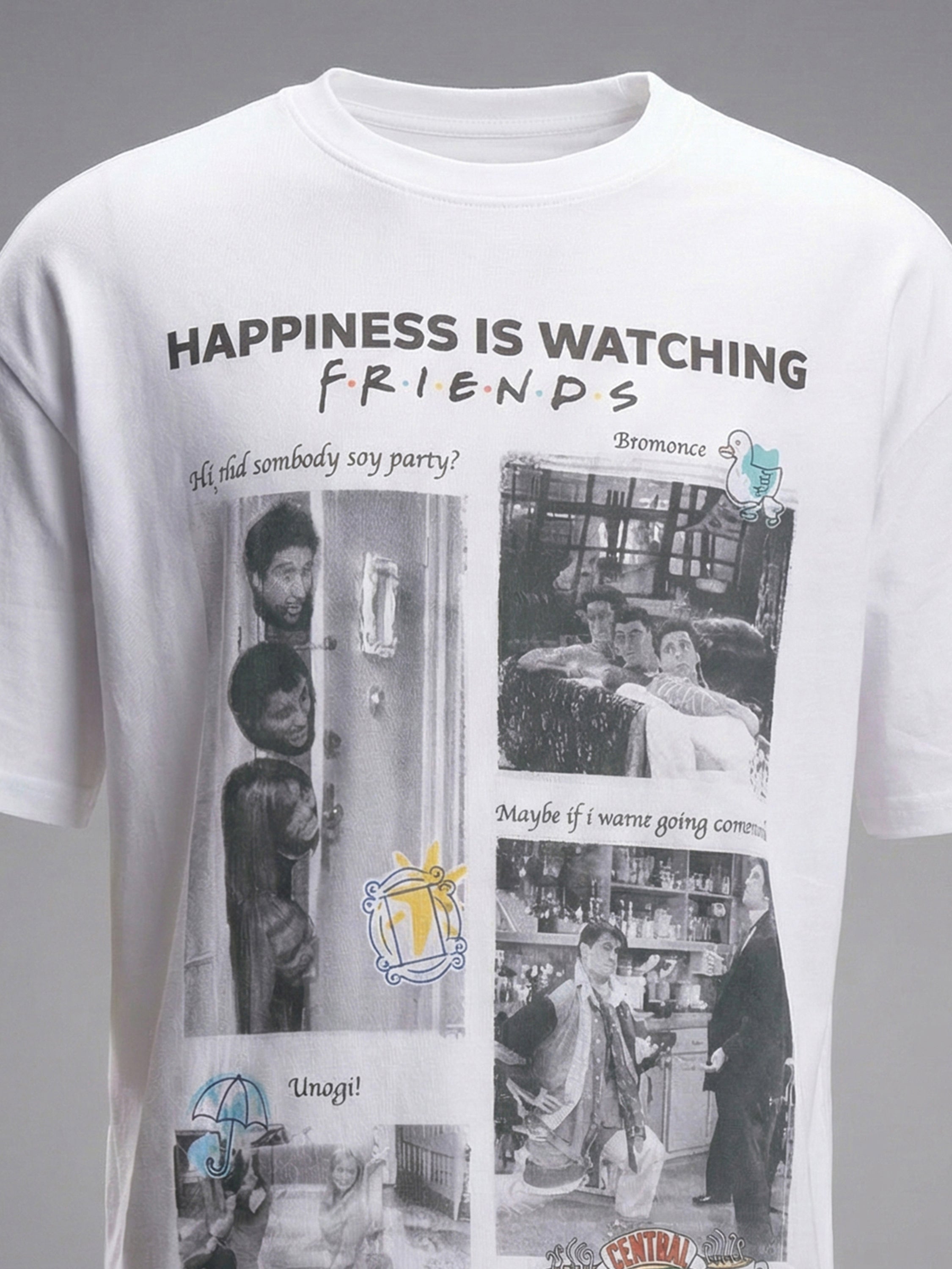 Highlander Men White FRIENDS Printed Round Neck T-Shirt - White - Image 1