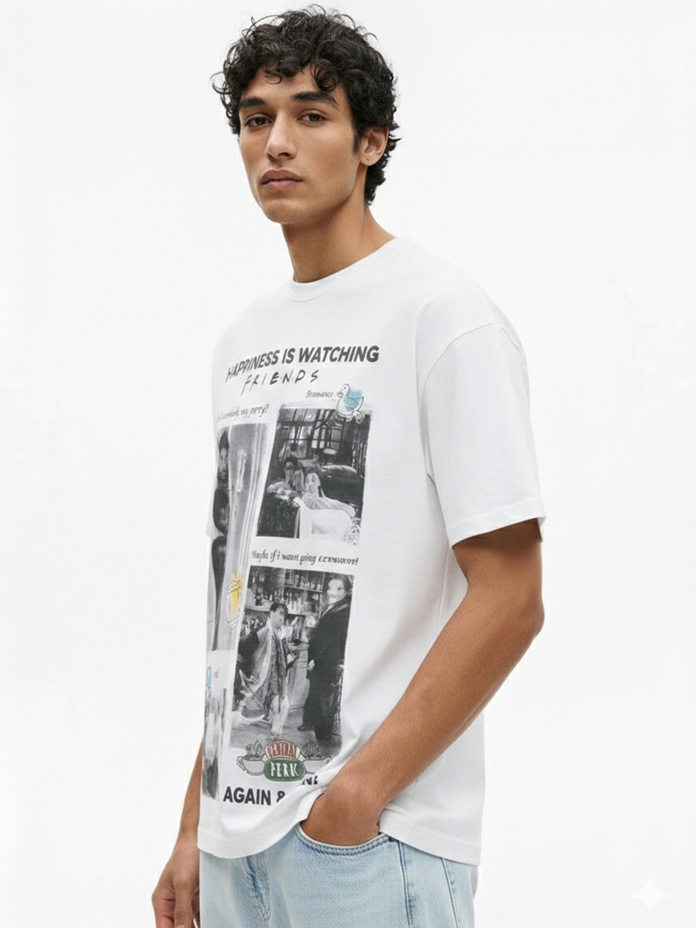 Highlander Men White FRIENDS Printed Round Neck T-Shirt - White - Image 6