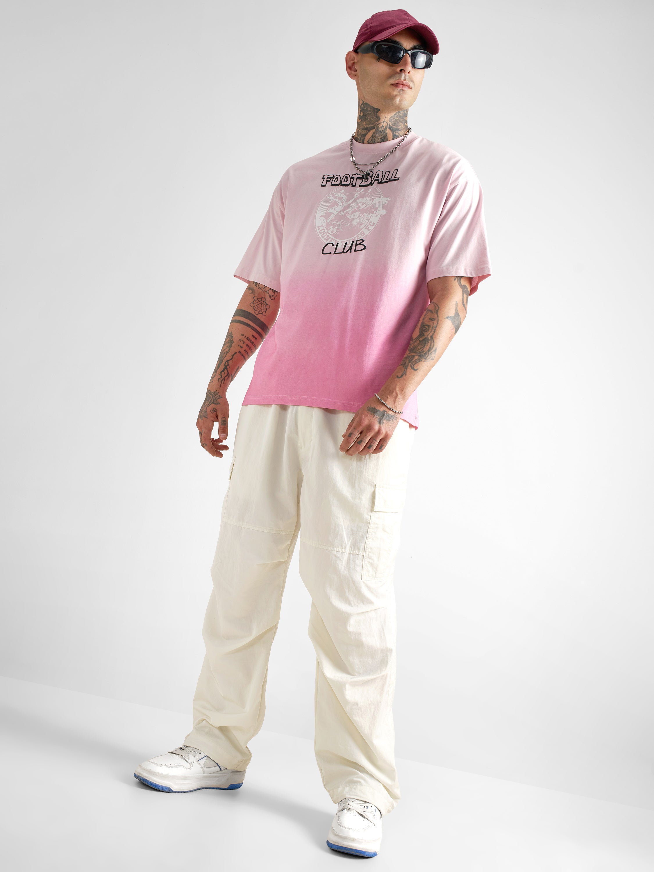 WB By Highlander Men Pink Looney Tunes Printed Round Neck Oversized Fit T-Shirt - Pink - Image 2