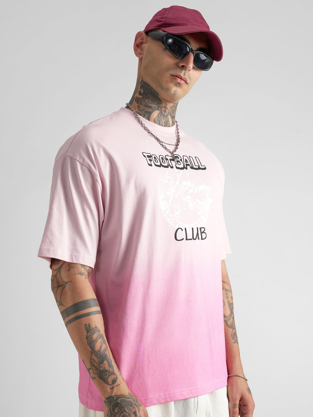 WB By Highlander Men Pink Looney Tunes Printed Round Neck Oversized Fit T-Shirt - Pink - Image 6