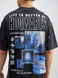 WB By Highlander Men Black Harry Potter Printed Round Neck Oversized Fit T-Shirt - Black - Image 1