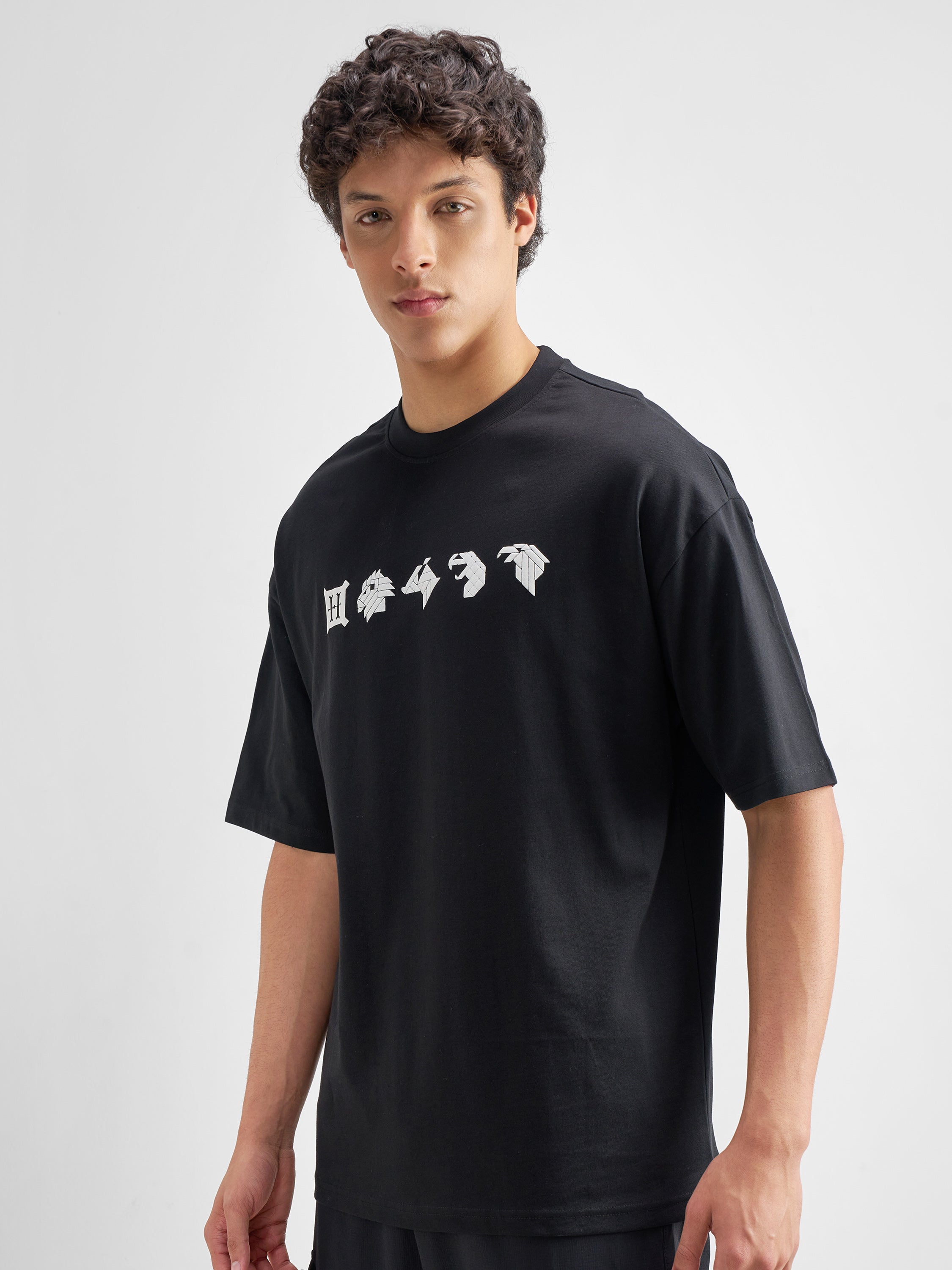 WB By Highlander Men Black Harry Potter Printed Round Neck Oversized Fit T-Shirt - Black - Image 4
