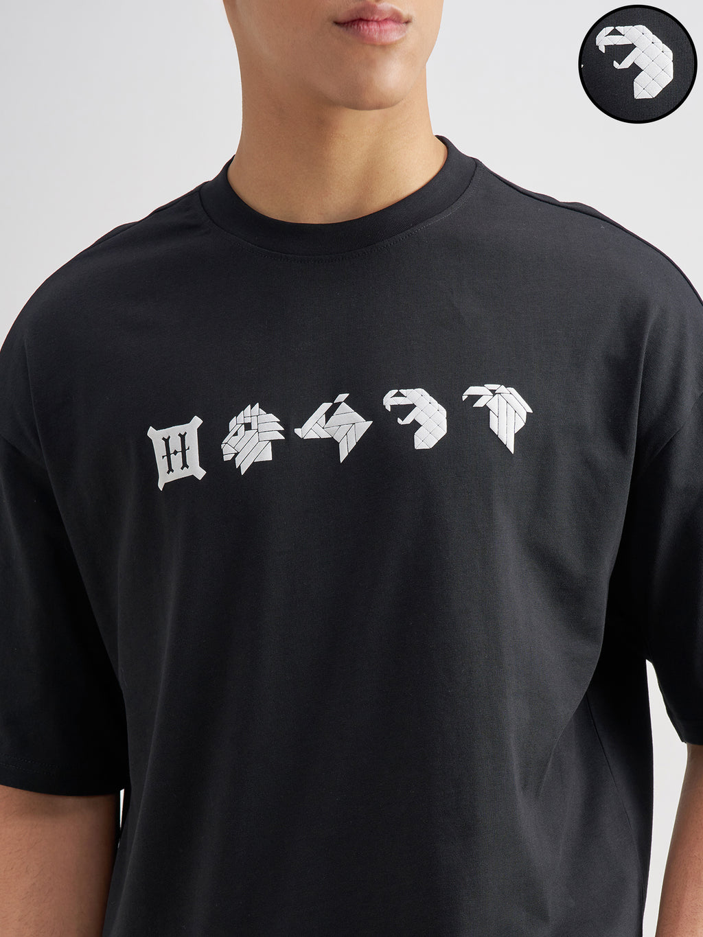 WB By Highlander Men Black Harry Potter Printed Round Neck Oversized Fit T-Shirt - Black - Image 5