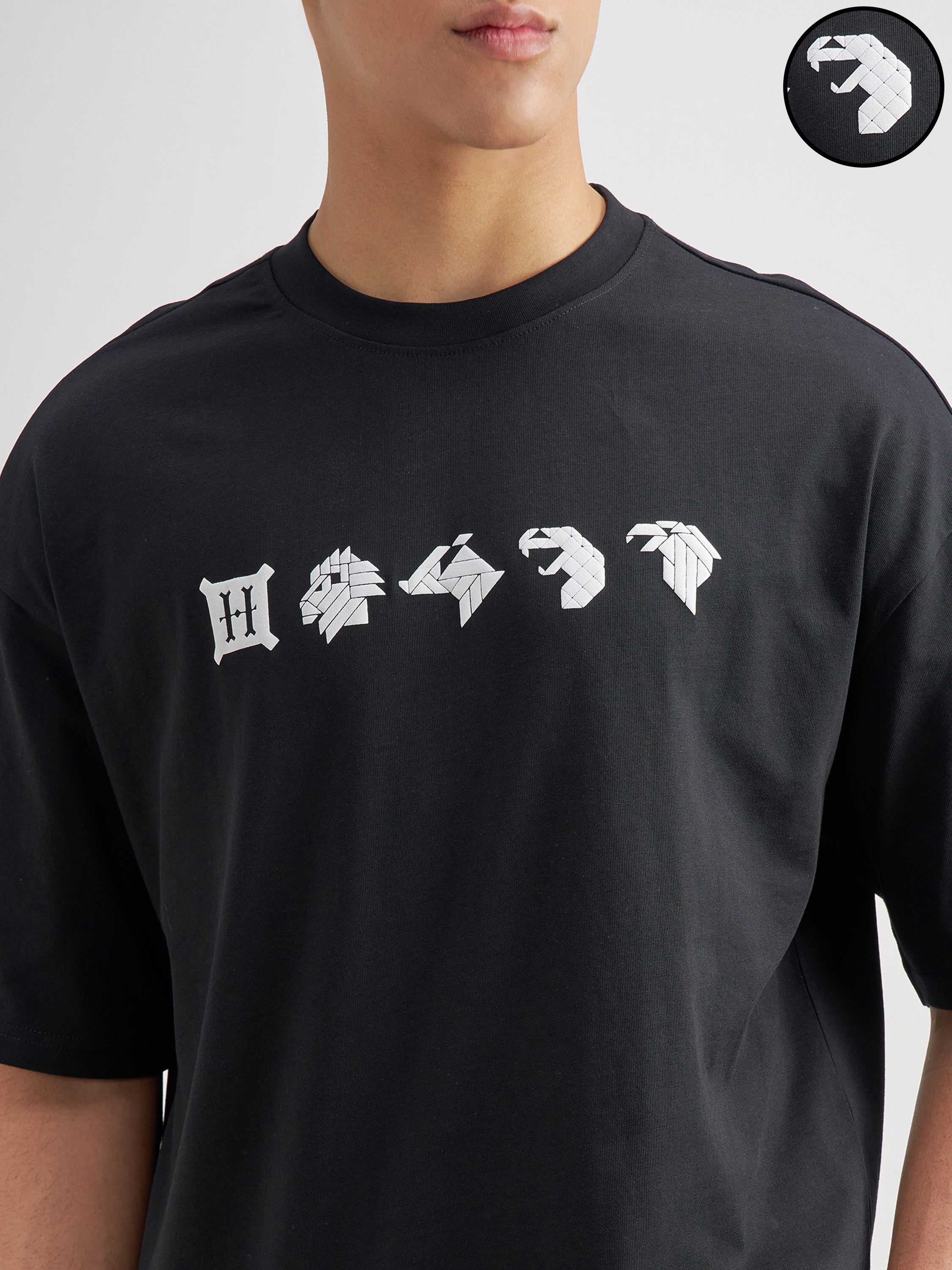 WB By Highlander Men Black Harry Potter Printed Round Neck Oversized Fit T-Shirt - Black - Image 5