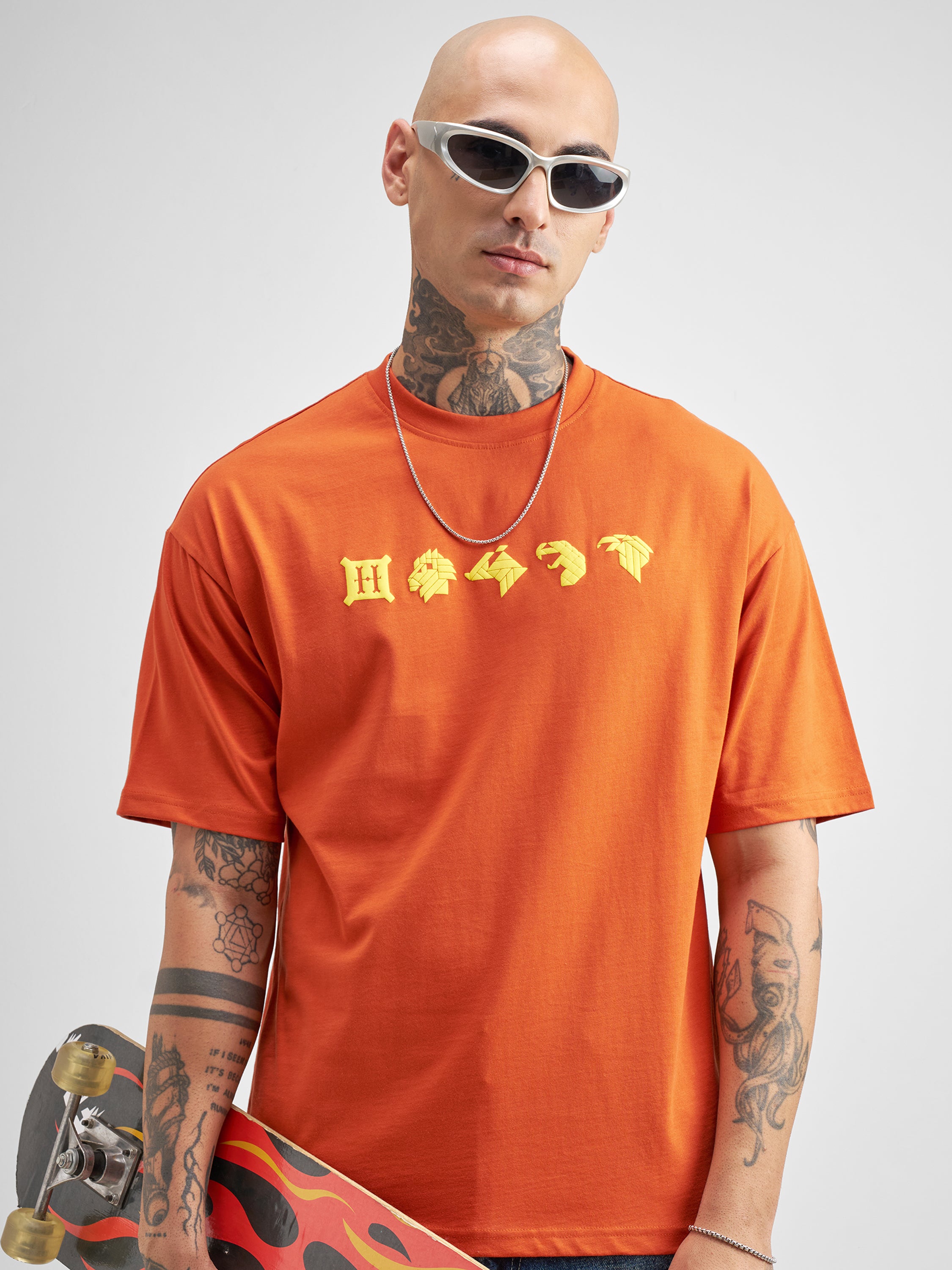 WB By Highlander Men Orange Harry Potter Printed Round Neck Oversized Fit T-Shirt - Orange - Image 3