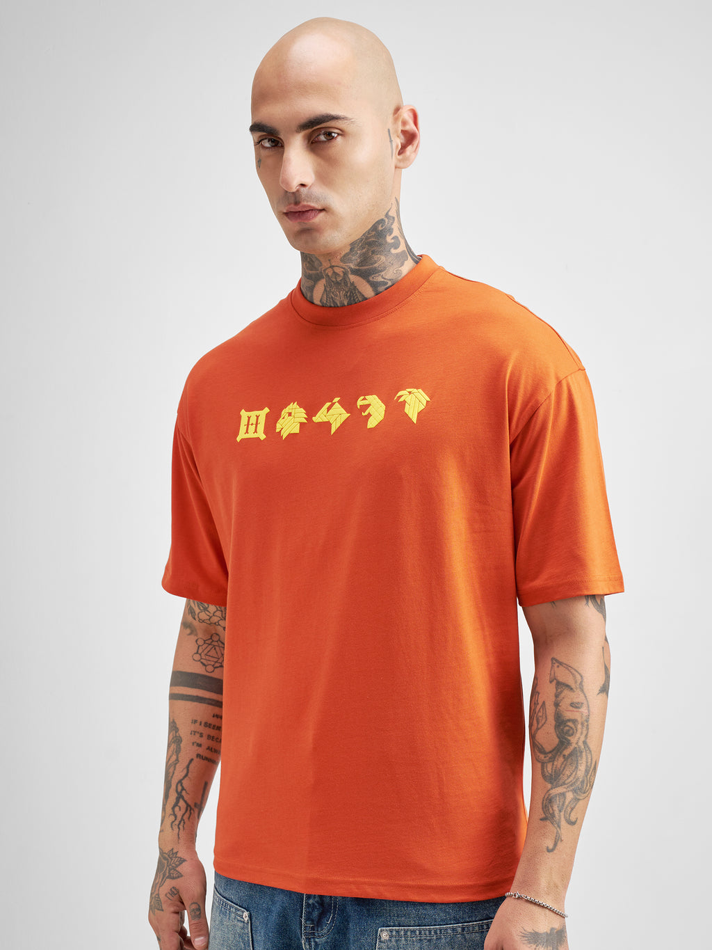 WB By Highlander Men Orange Harry Potter Printed Round Neck Oversized Fit T-Shirt - Orange - Image 4