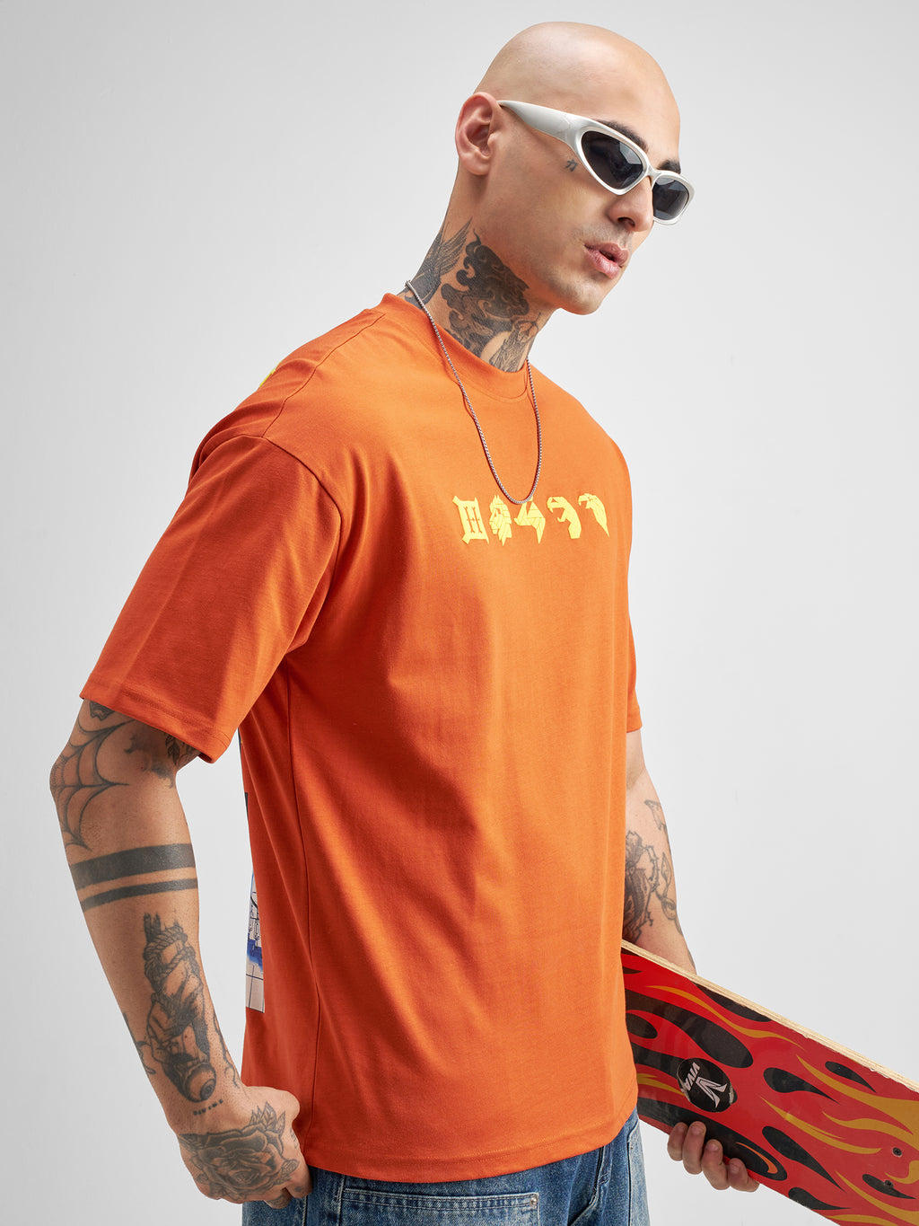 WB By Highlander Men Orange Harry Potter Printed Round Neck Oversized Fit T-Shirt - Orange - Image 6
