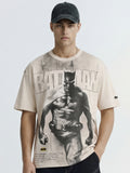 WB By Highlander Men Beige Batman Printed Round Neck Oversized Fit T-Shirt - Beige - Image 1