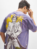 DC By Highlander Men Purple Joker Printed Round Neck Oversized Fit T-Shirt - Purple - Image 1