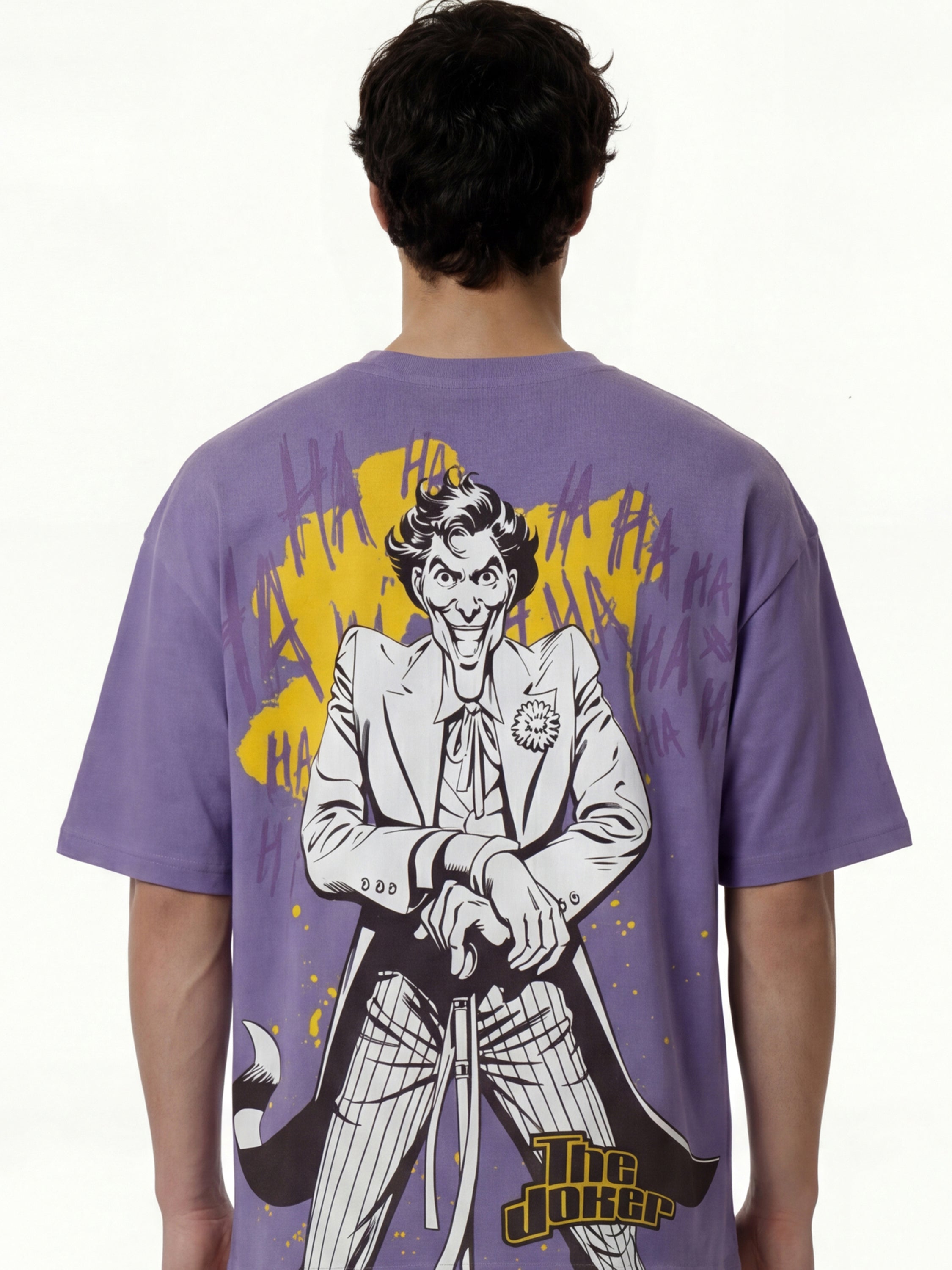 DC By Highlander Men Purple Joker Printed Round Neck Oversized Fit T-Shirt - Purple - Image 3