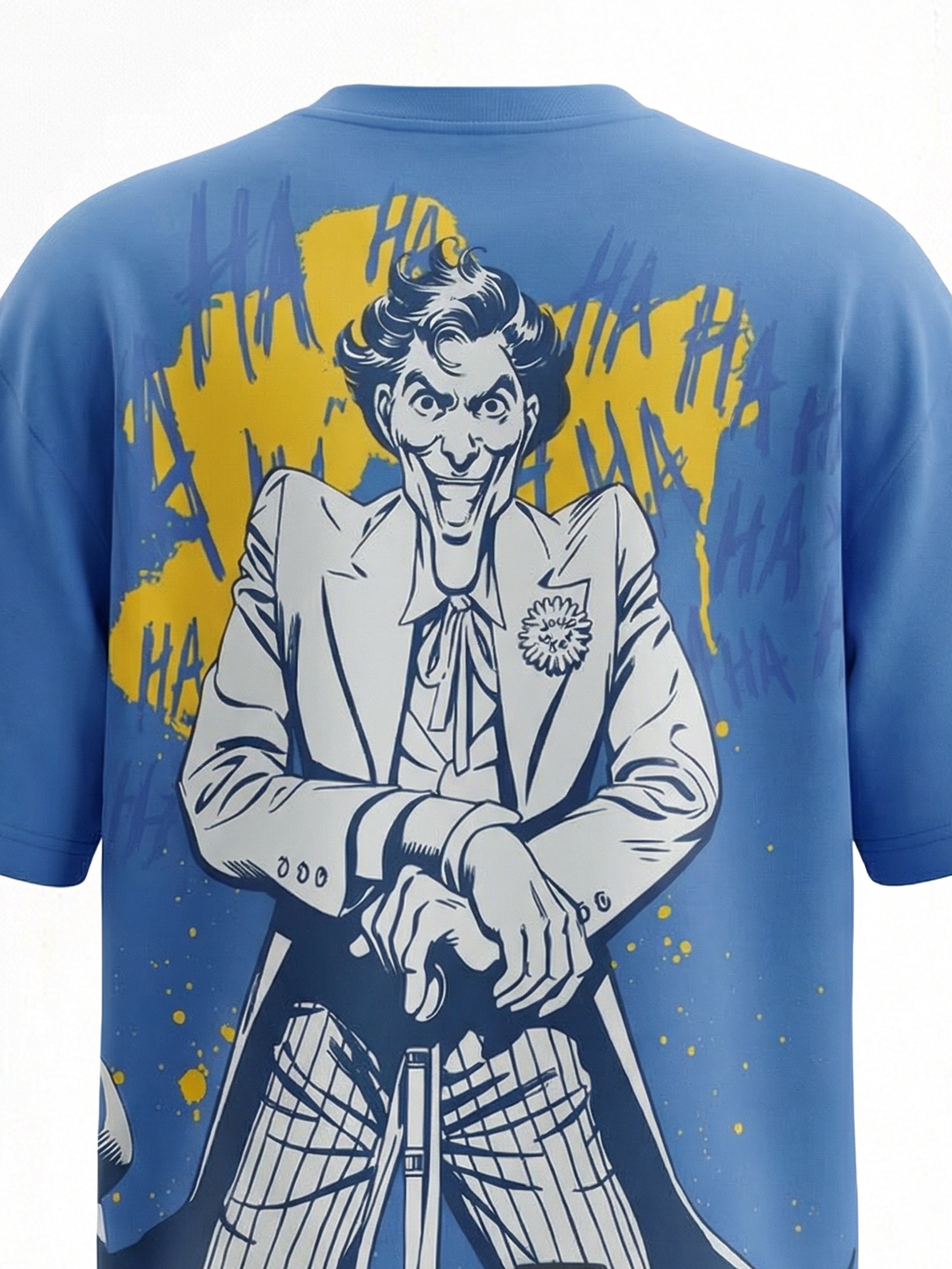 DC By Highlander Men Blue Joker Printed Round Neck Oversized Fit T-Shirt - Blue - Image 1