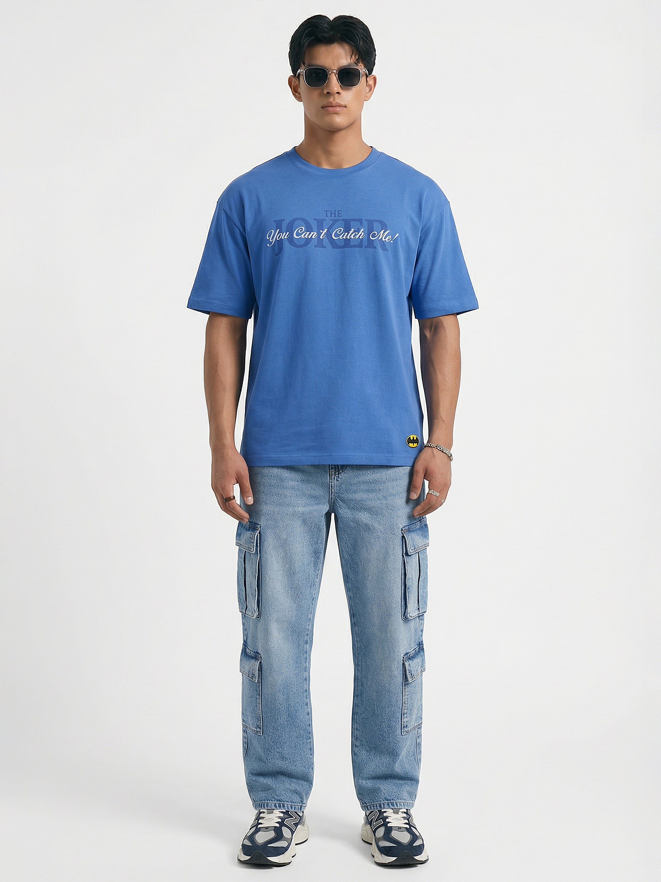 DC By Highlander Men Blue Joker Printed Round Neck Oversized Fit T-Shirt - Blue - Image 5