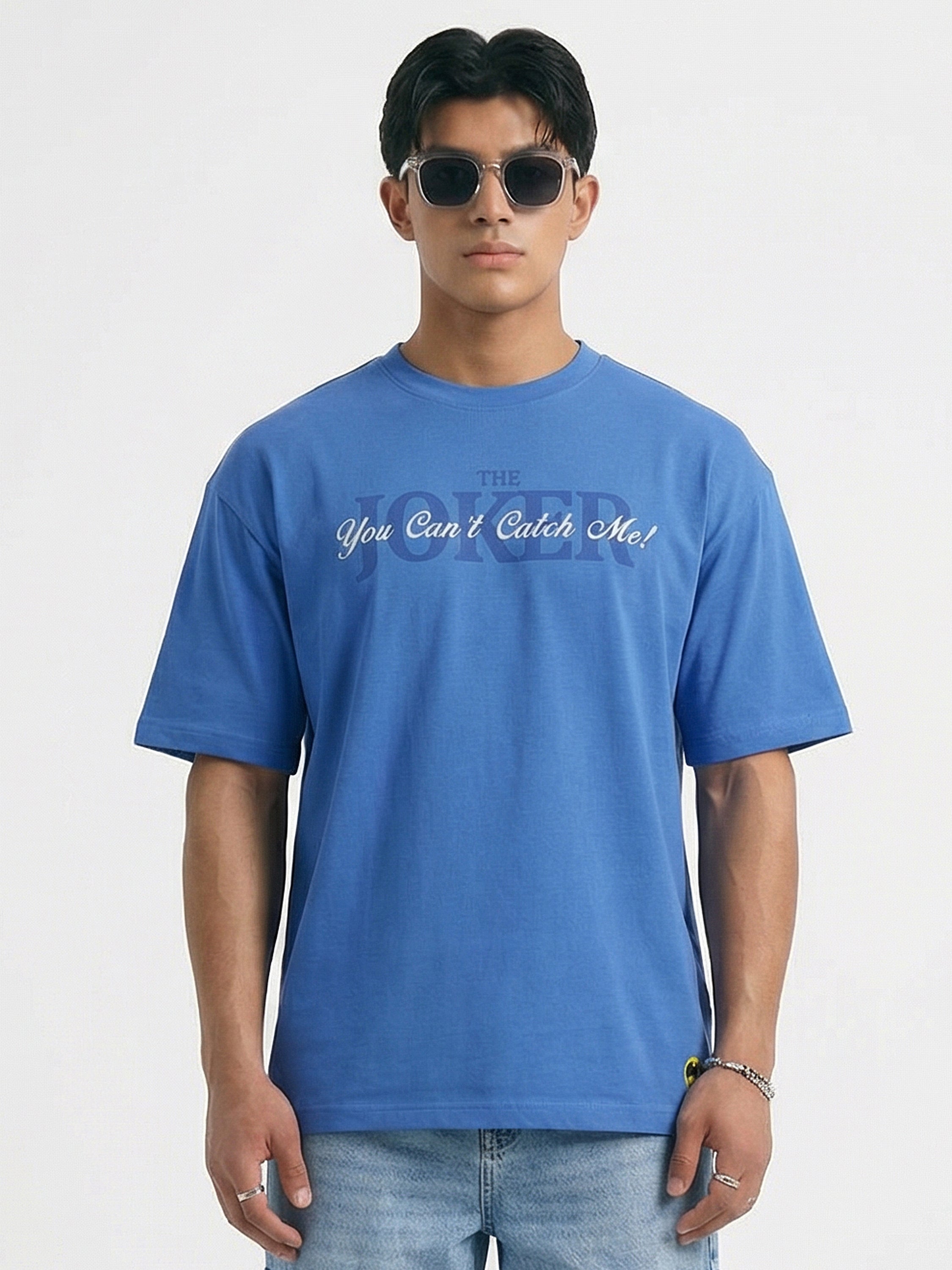 DC By Highlander Men Blue Joker Printed Round Neck Oversized Fit T-Shirt - Blue - Image 6