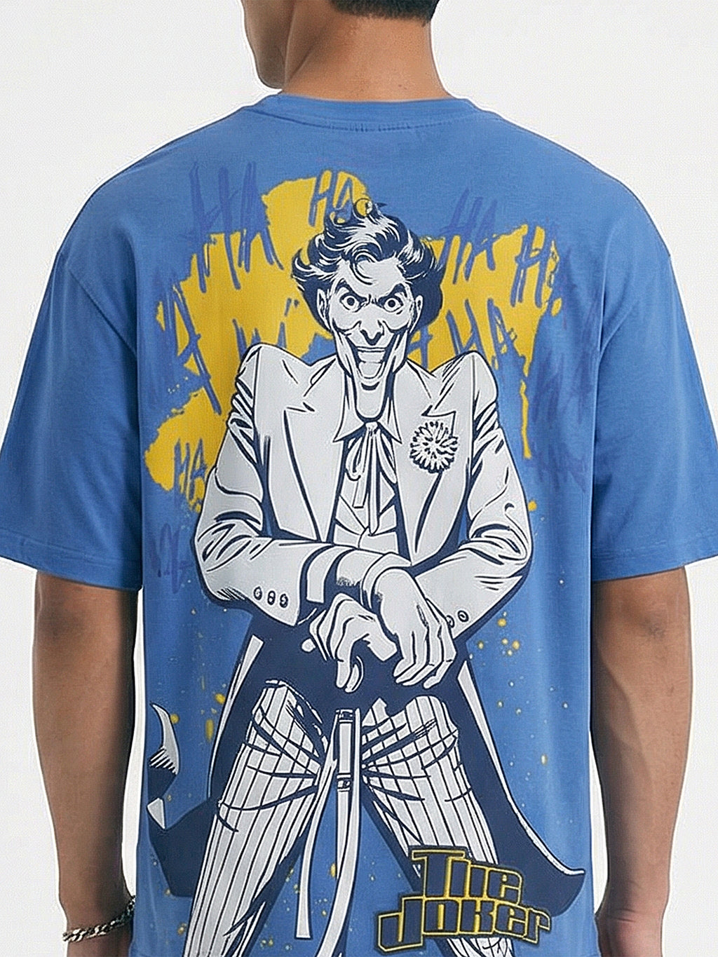 DC By Highlander Men Blue Joker Printed Round Neck Oversized Fit T-Shirt - Blue - Image 7