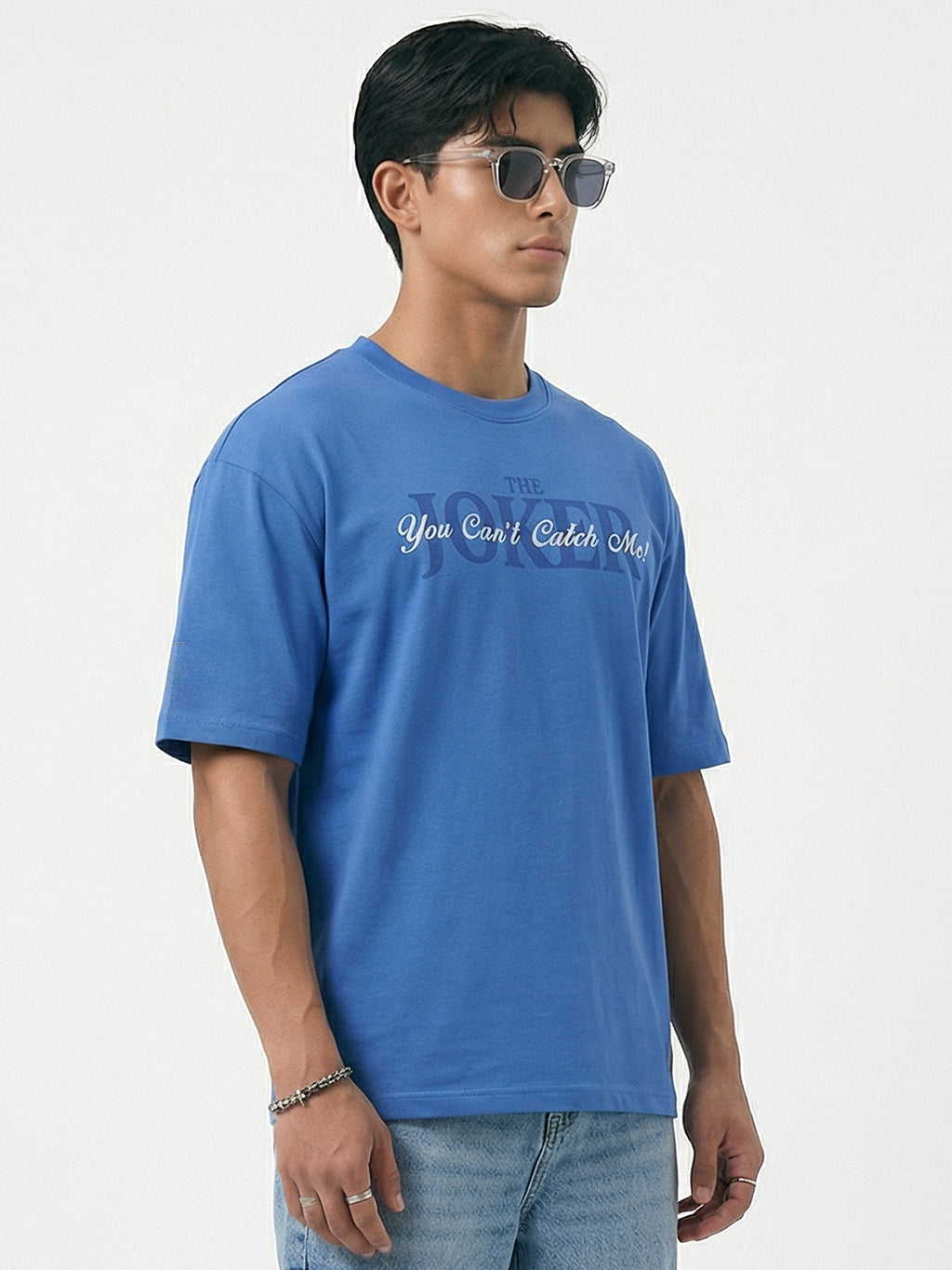DC By Highlander Men Blue Joker Printed Round Neck Oversized Fit T-Shirt - Blue - Image 8