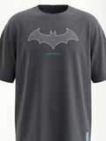 DC By Highlander Men Grey Batman Printed Round Neck Oversized Fit T-Shirt - Grey - Image 2