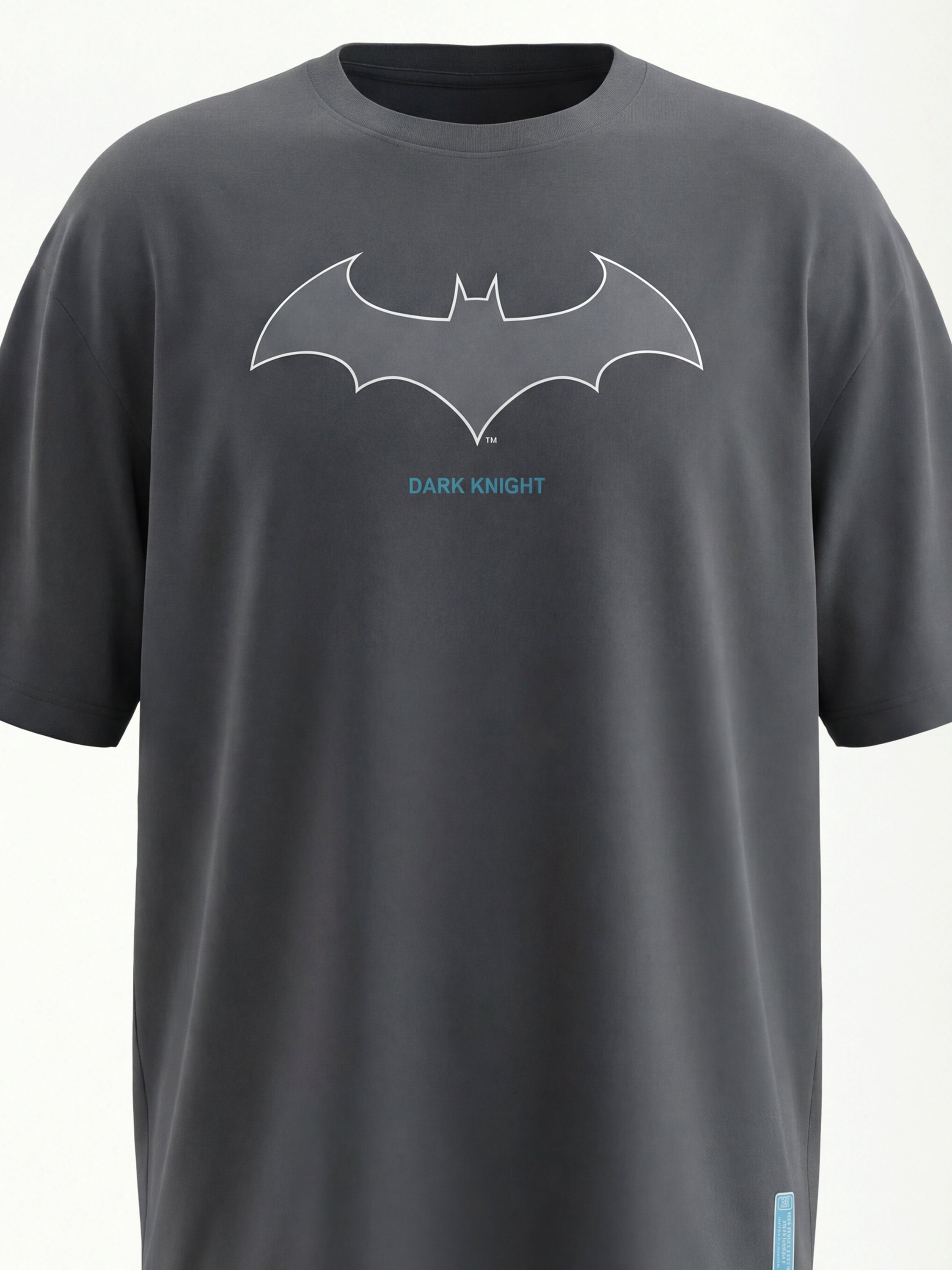 DC By Highlander Men Grey Batman Printed Round Neck Oversized Fit T-Shirt - Grey - Image 2