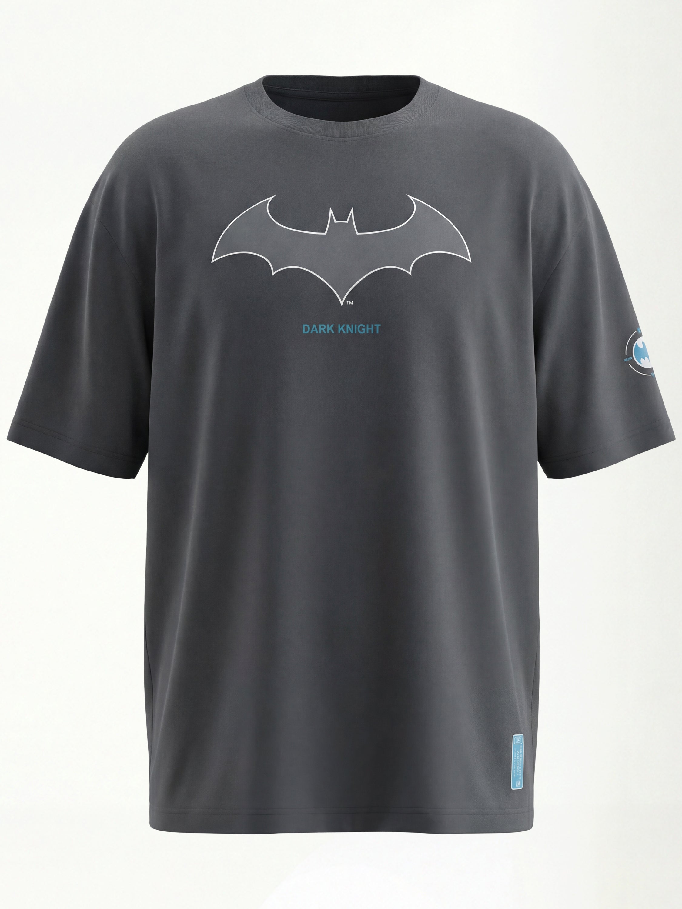 DC By Highlander Men Grey Batman Printed Round Neck Oversized Fit T-Shirt - Grey - Image 8