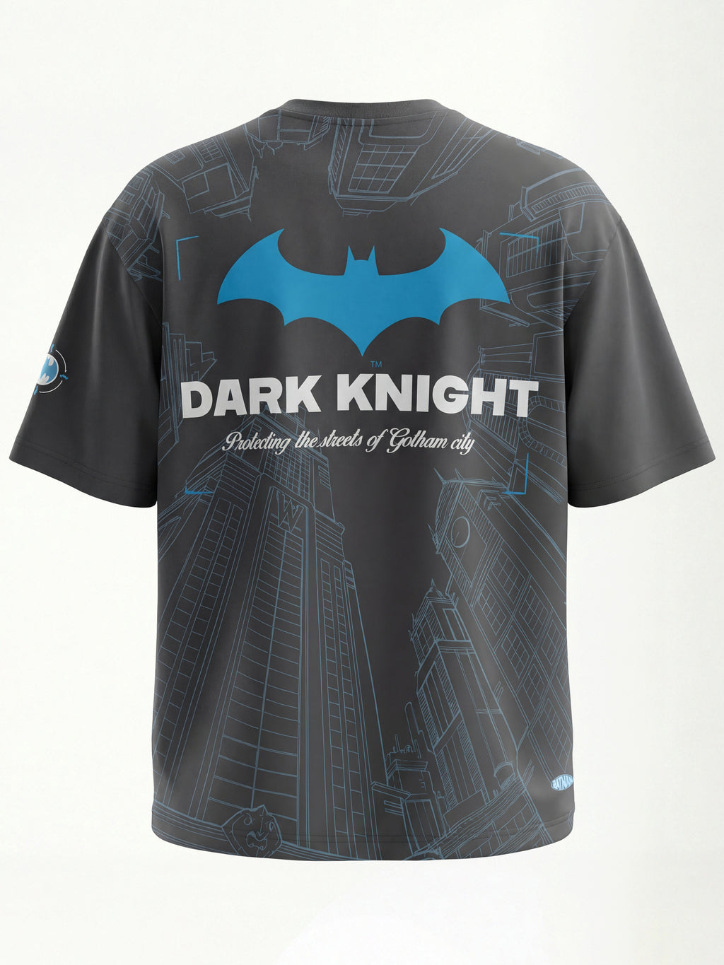 DC By Highlander Men Grey Batman Printed Round Neck Oversized Fit T-Shirt - Grey - Image 9
