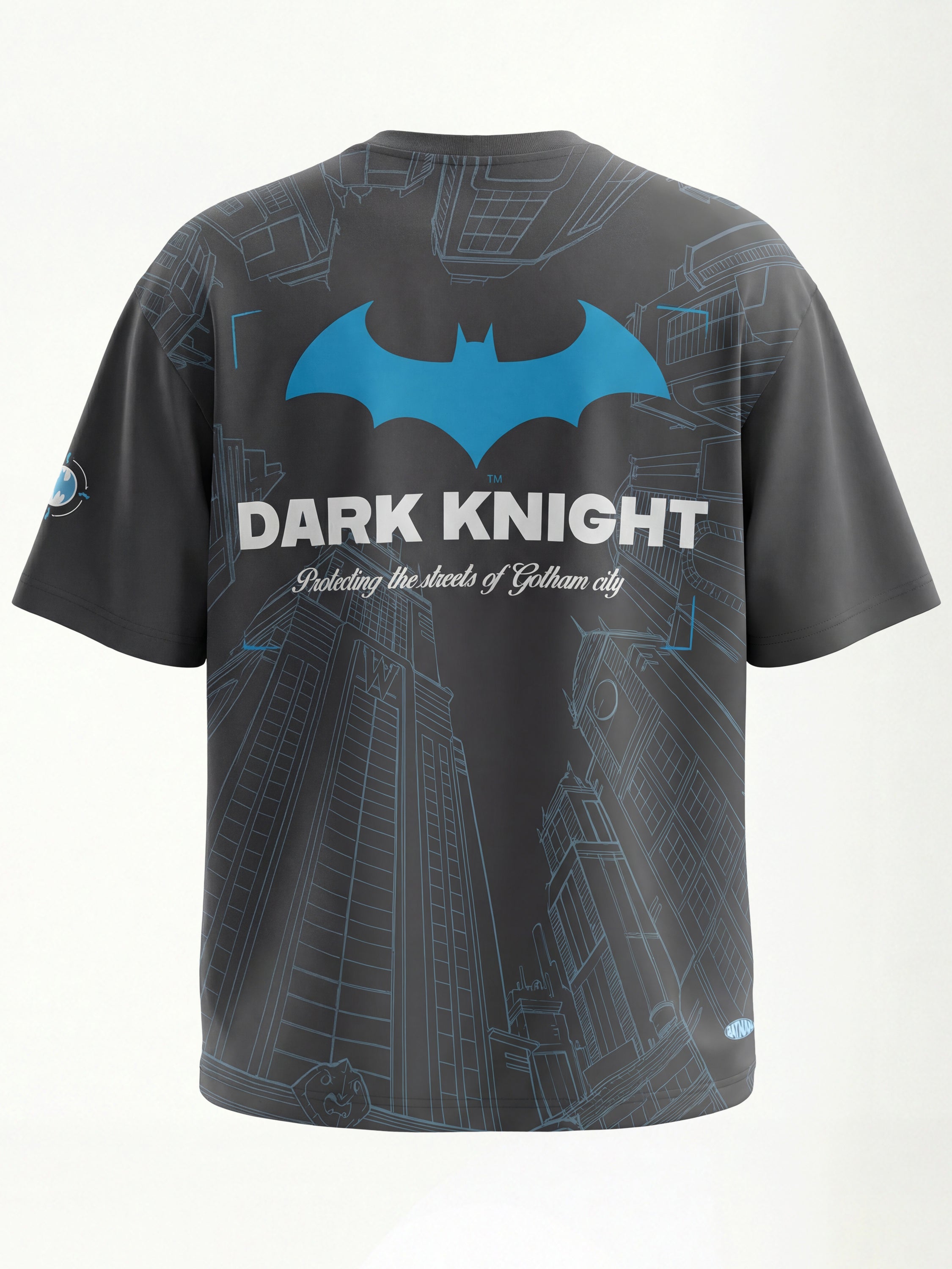 DC By Highlander Men Grey Batman Printed Round Neck Oversized Fit T-Shirt - Grey - Image 9
