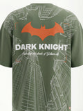 DC By Highlander Men Olive Batman Printed Round Neck Oversized Fit T-Shirt - Olive - Image 1