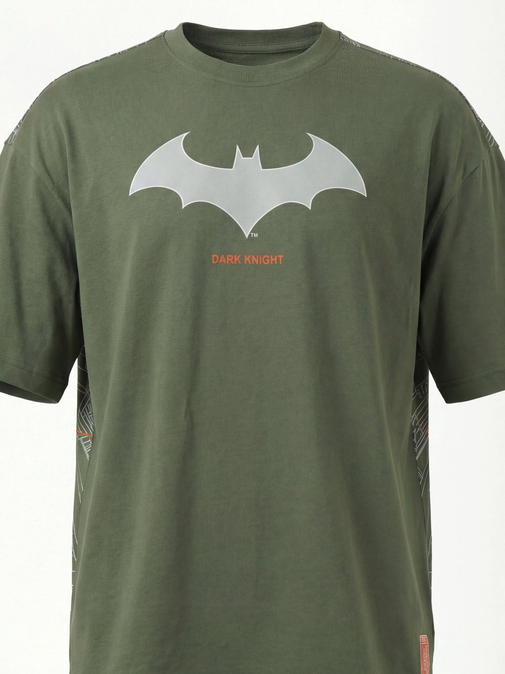 DC By Highlander Men Olive Batman Printed Round Neck Oversized Fit T-Shirt - Olive - Image 2